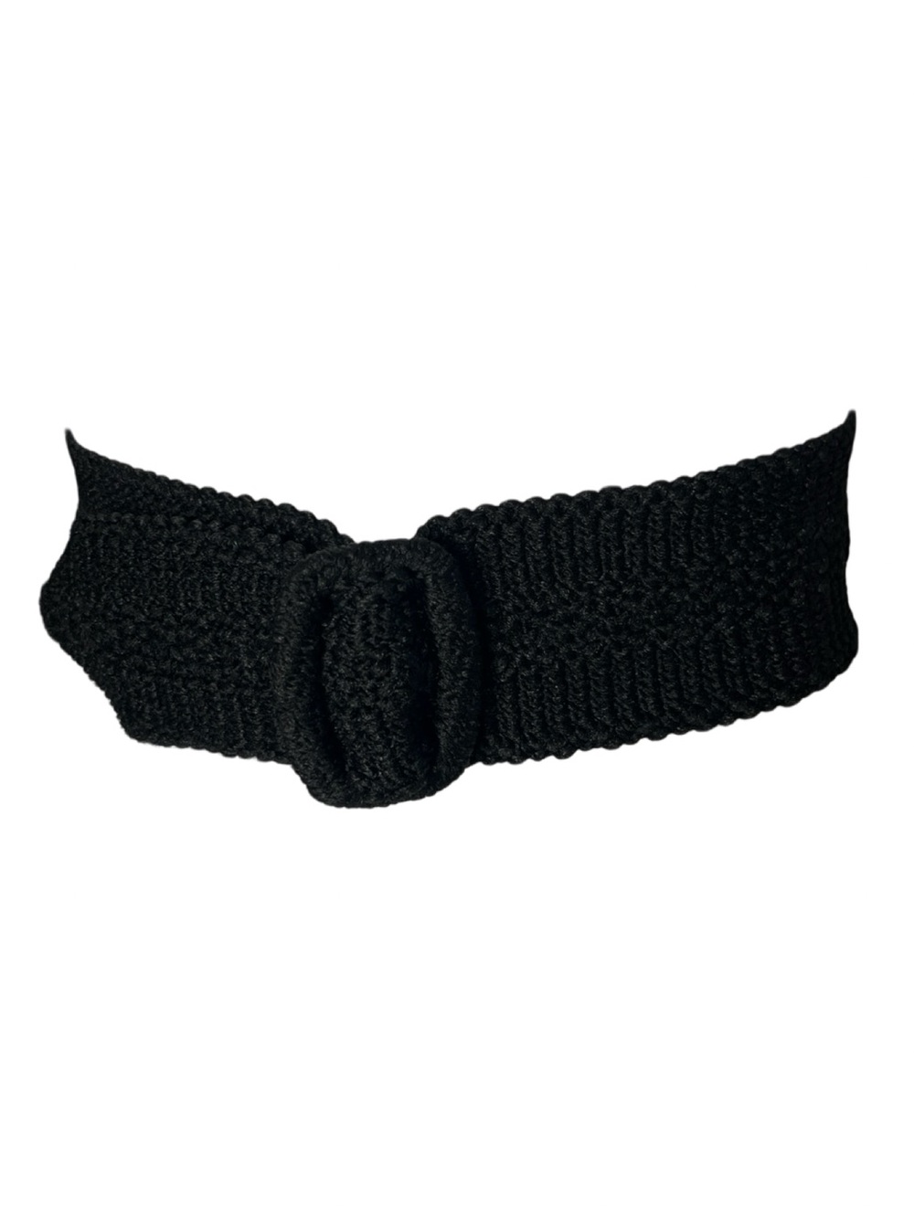 Vintage Black Woven Belt Classic Neutral Goth Womens One Size